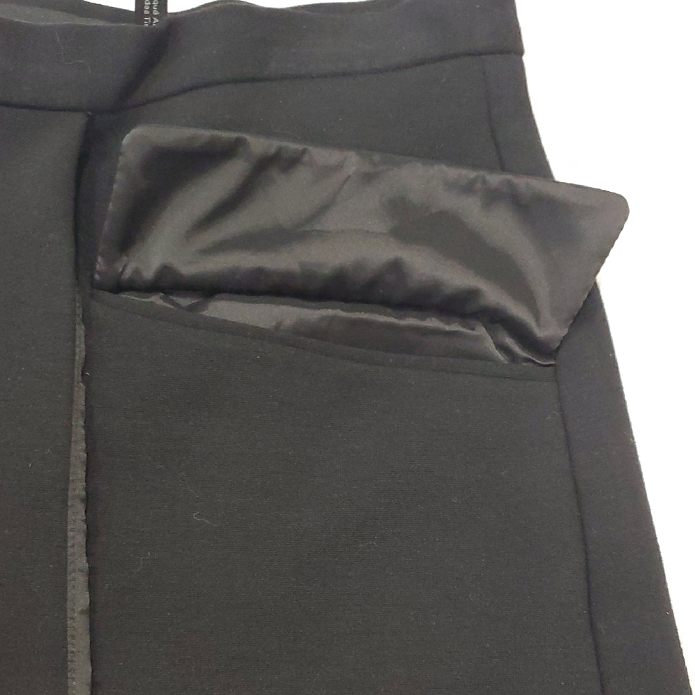 Theory Black Mini Faux Wrap Skirt With Front Pockets Sz L - Picture 5 of 9